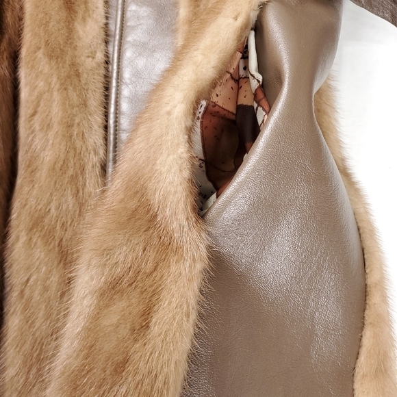 Sedran Furs Vintage Mink Leather Belted Fur Coat Combo - Picture 13 of 16
